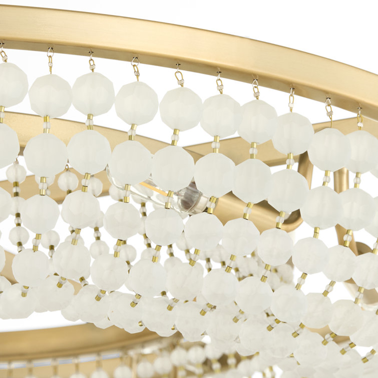 Ophelia Aged Brass 8-Light Chandelier with Frosted Beads