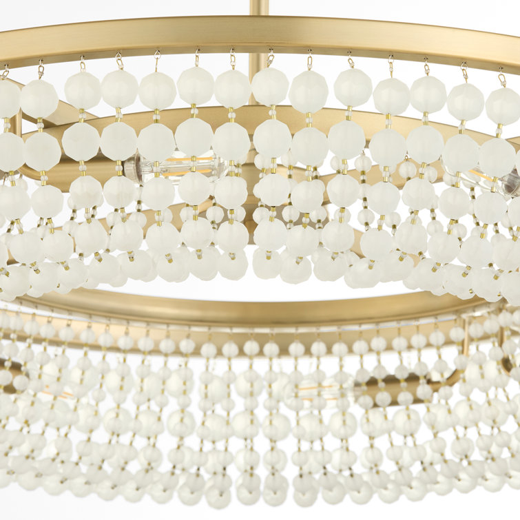 Ophelia Aged Brass 8-Light Chandelier with Frosted Beads