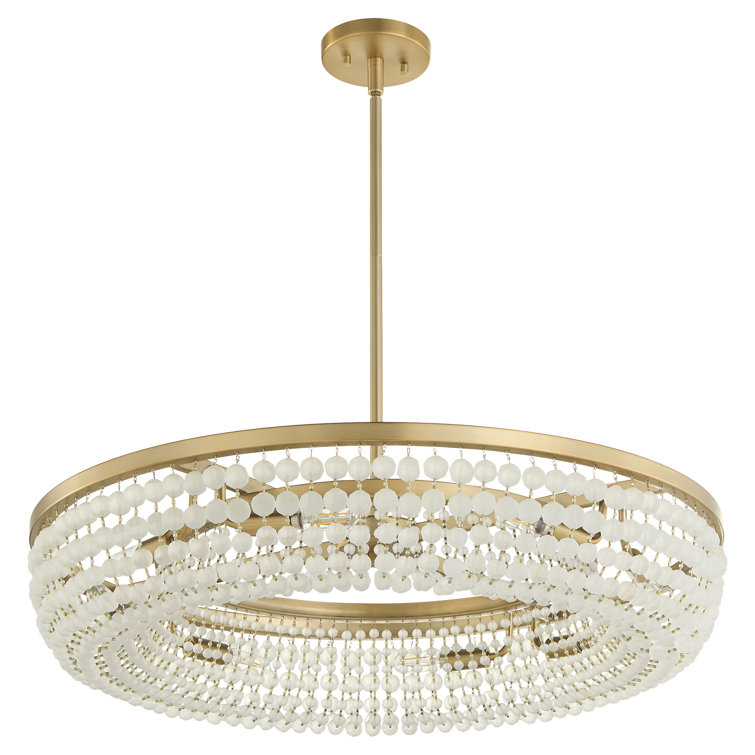 Ophelia Aged Brass 8-Light Chandelier with Frosted Beads
