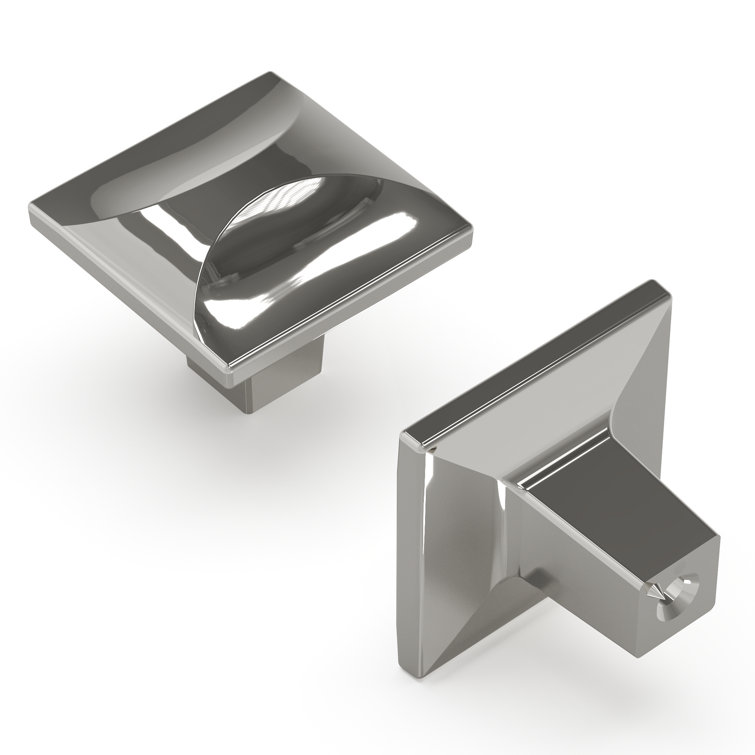 Chrome Square Modern Knob with Mounting Hardware, 10-Pack