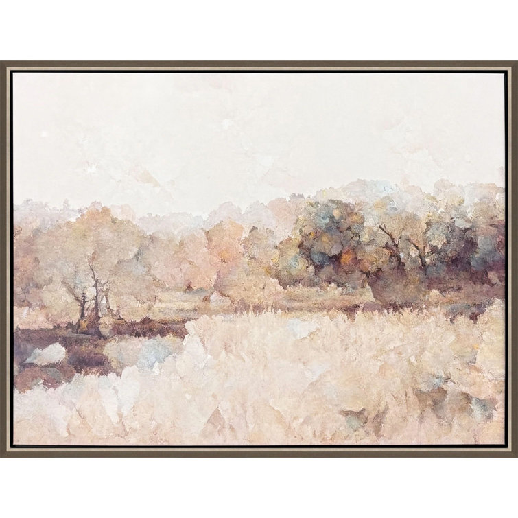 Serene Landscape Abstract on Canvas with Champagne Gold Frame