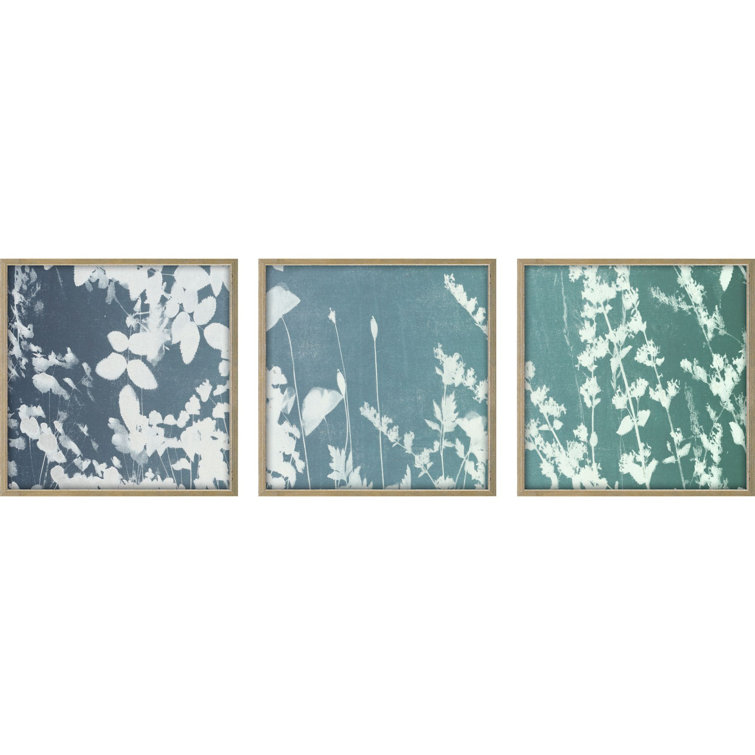 Transitional White Floral Canvas Art Set with Champagne Gold Frame