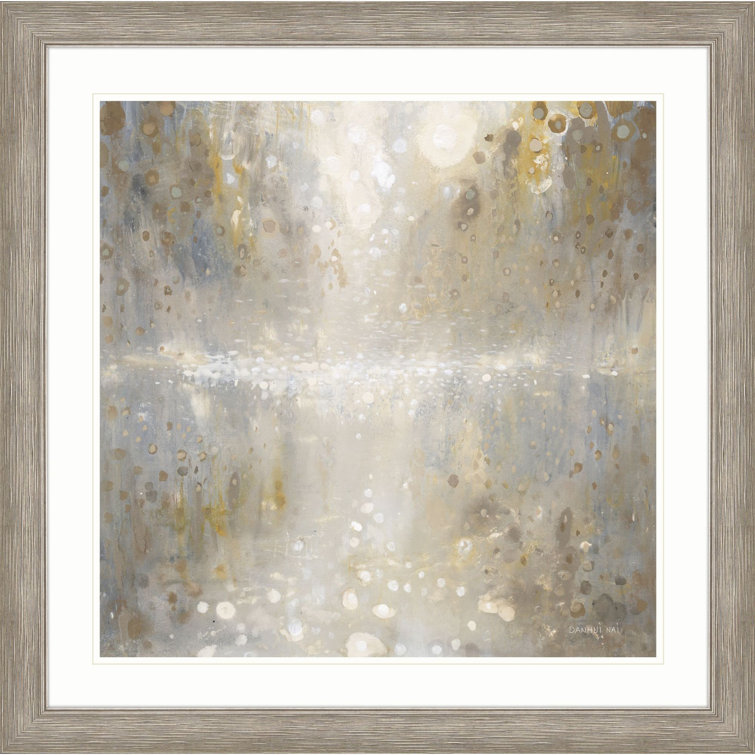 Distressed Silver Framed Hazy Lakeside Canvas Wall Art