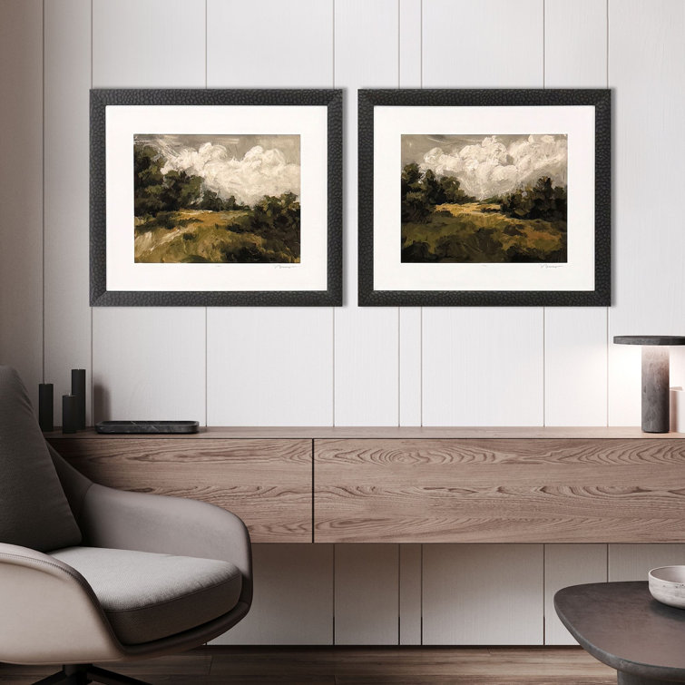 Sarah Lang Green Landscape Canvas Art Set with Espresso Wood Frame