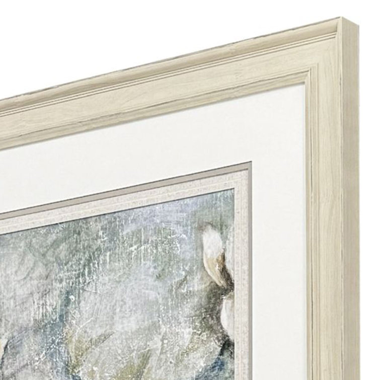 Distressed Ivory Wood Framed Waterlilies Canvas Print