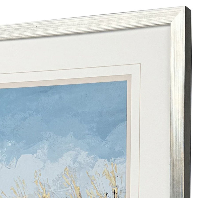 Silver Framed Coastal Landscape Art with White Mat