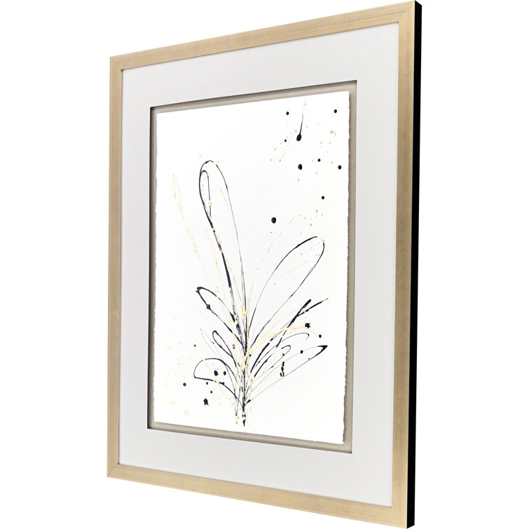 Vertical Original Artwork with Gold Leaf Accents in Silver Leaf Frame