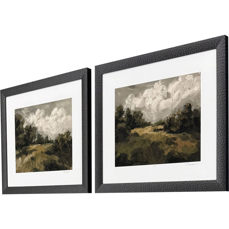 Sarah Lang Green Landscape Canvas Art Set with Espresso Wood Frame