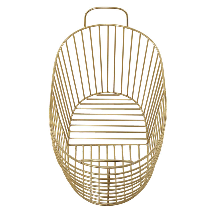 Gold Metal Oval Storage Baskets with Handles - Set of 2