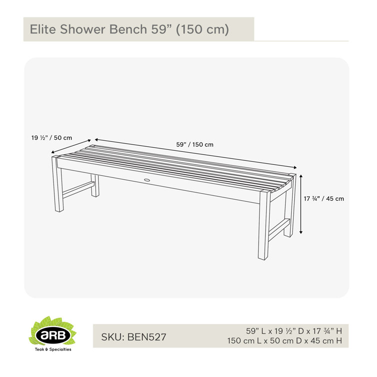 Elite 59" Natural Teak Outdoor Shower Bench