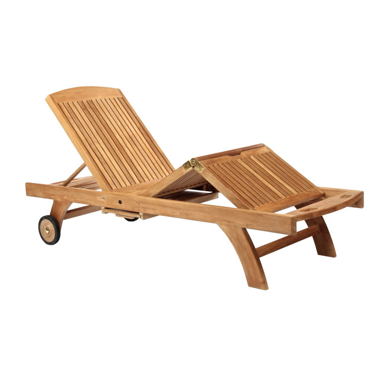 Adjustable Teak Armless Outdoor Chaise Lounger