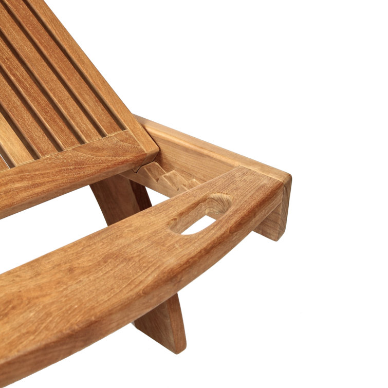 Adjustable Teak Armless Outdoor Chaise Lounger