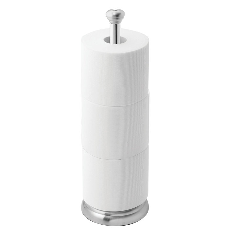 Brushed Stainless Steel and Chrome Free Standing Toilet Paper Reserve