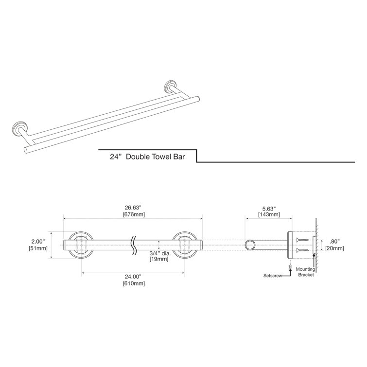 Latitude II 24-Inch Polished Chrome Double Towel Bar