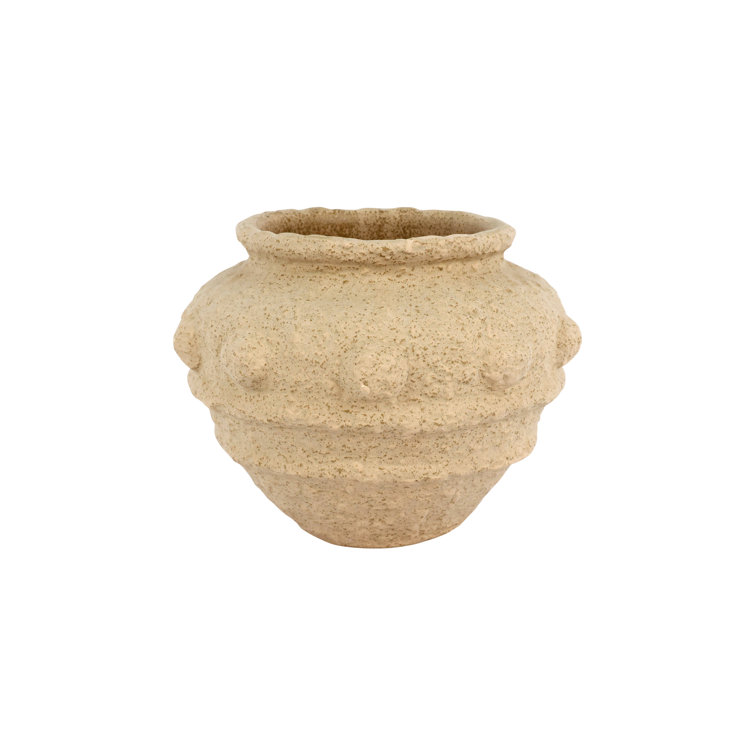 Tan Terra Bianca Hand-Sculpted Medium Planter