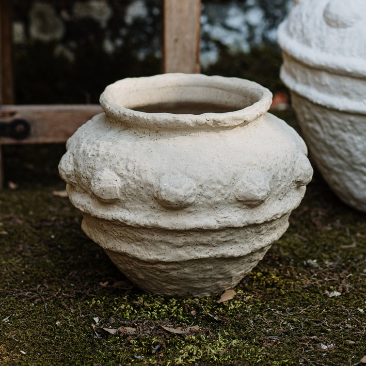 Tan Terra Bianca Hand-Sculpted Medium Planter
