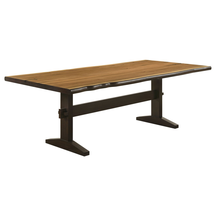 Natural Honey and Black Reclaimed Wood Rectangular Dining Table