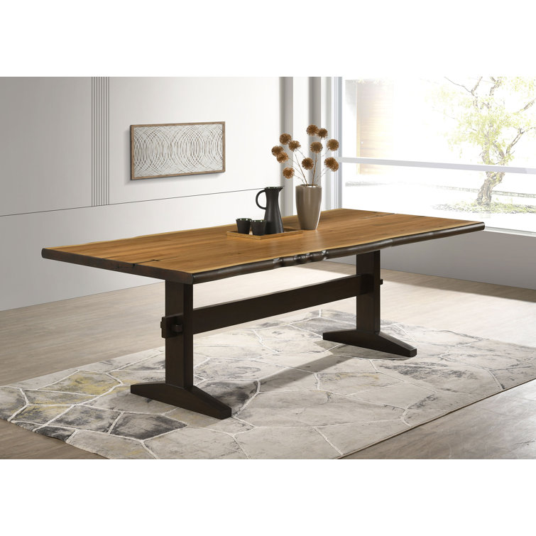 Natural Honey and Black Reclaimed Wood Rectangular Dining Table