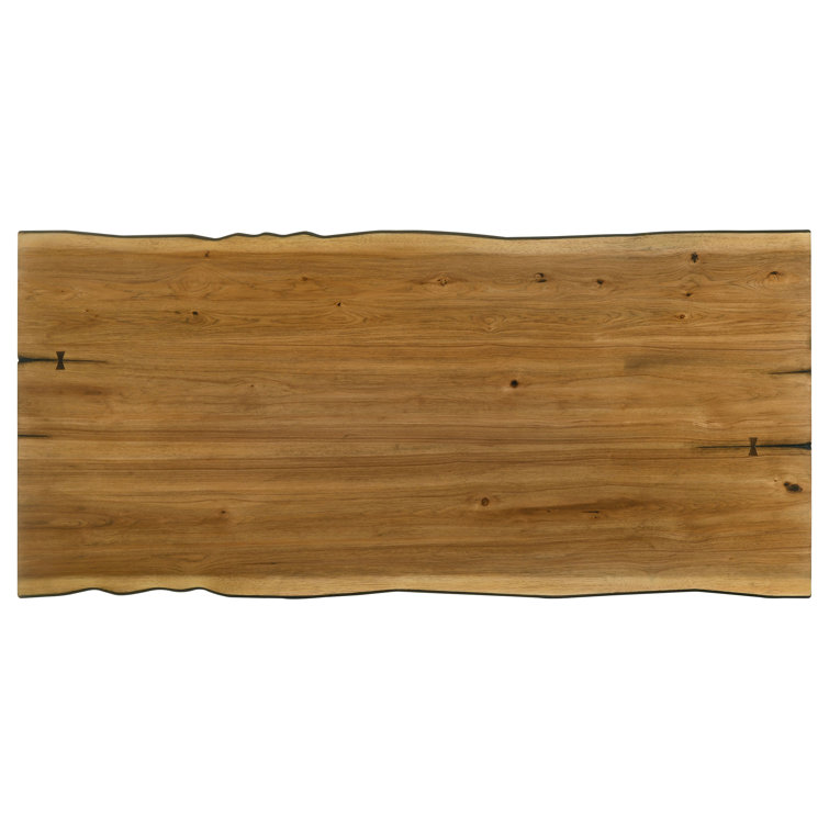 Natural Honey and Black Reclaimed Wood Rectangular Dining Table