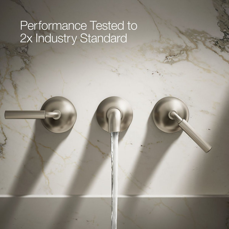 Brushed Nickel Wall-Mount Bathroom Sink Faucet with Lever Handles