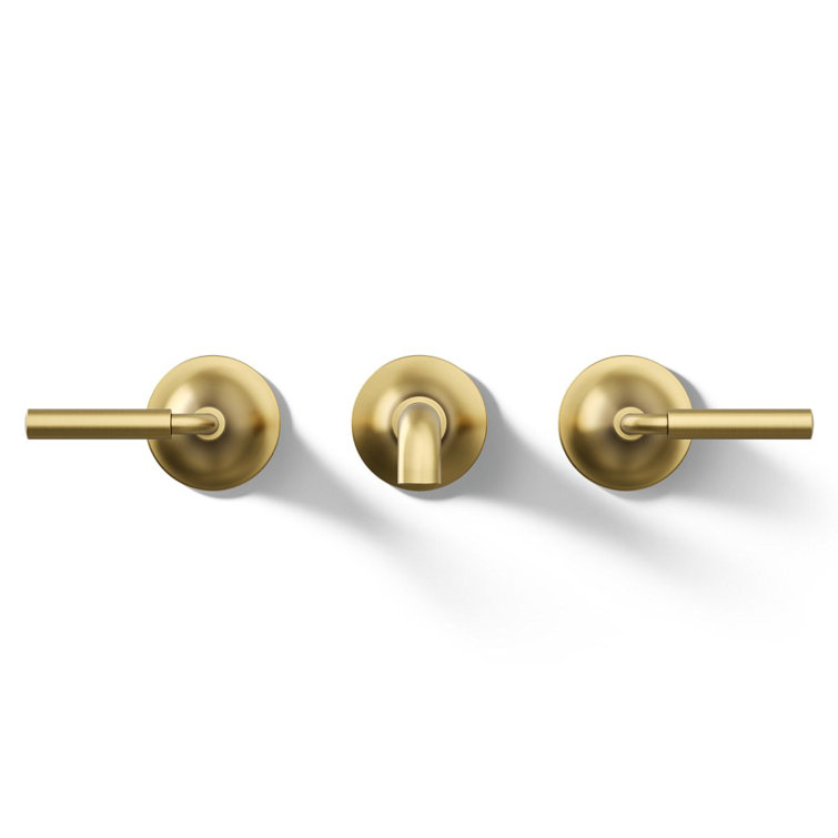Elegant Vibrant Brushed Moderne Brass Wall-Mount Bathroom Sink Faucet