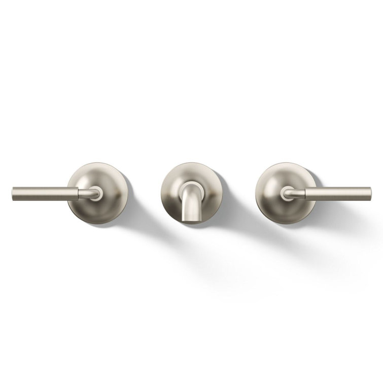Brushed Nickel Wall-Mount Bathroom Sink Faucet with Lever Handles