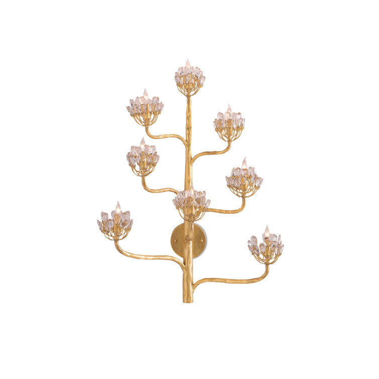Agave Americana Gold Leaf 8-Light Crystal Sconce