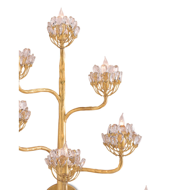 Agave Americana Gold Leaf 8-Light Crystal Sconce