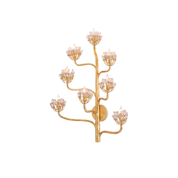 Agave Americana Gold Leaf 8-Light Crystal Sconce