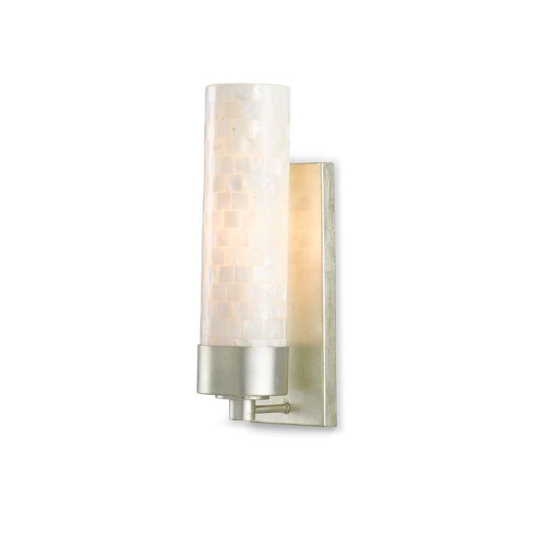 Pearl and Silver Leaf Cylinder Wall Sconce