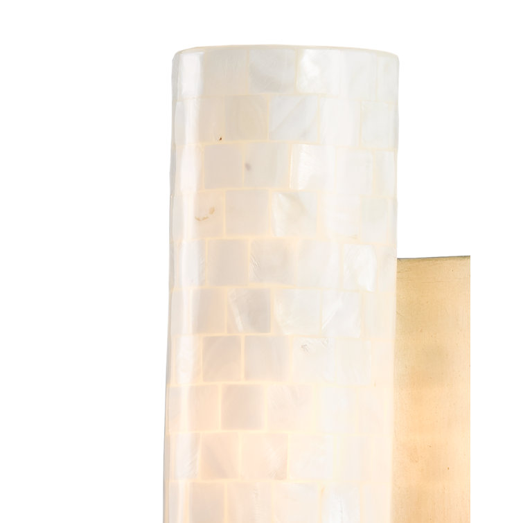 Pearl and Silver Leaf Cylinder Wall Sconce
