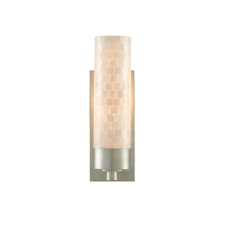 Pearl and Silver Leaf Cylinder Wall Sconce