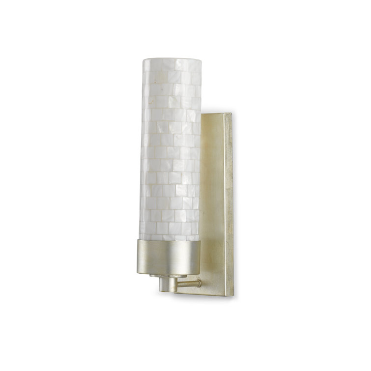 Pearl and Silver Leaf Cylinder Wall Sconce