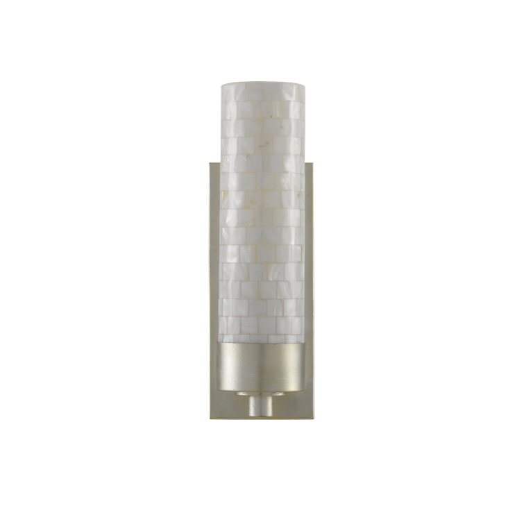 Pearl and Silver Leaf Cylinder Wall Sconce