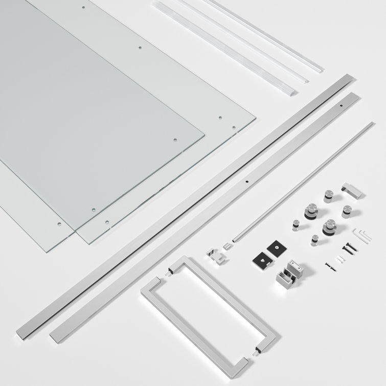 Brushed Nickel Frameless Sliding Shower Door with Clear Glass