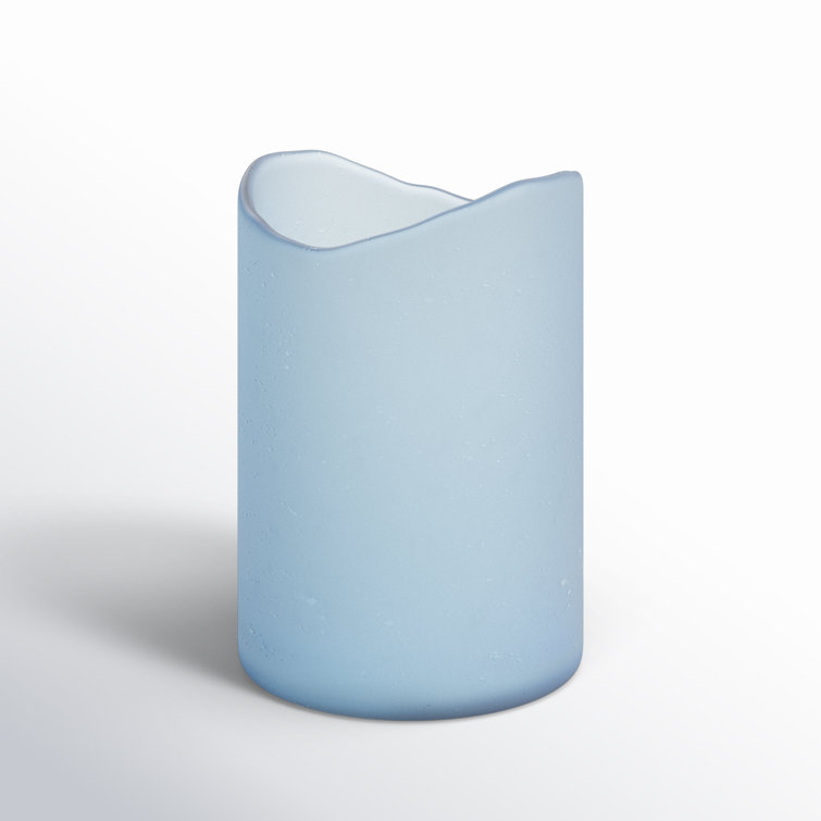 Blue Frosted Glass Tabletop Hurricane Candle Holder