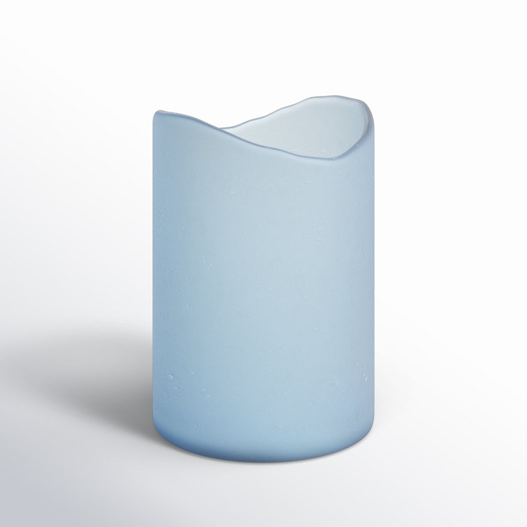 Blue Frosted Glass Tabletop Hurricane Candle Holder