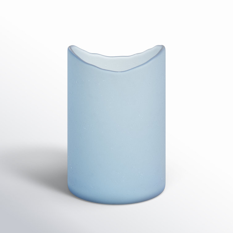 Blue Frosted Glass Tabletop Hurricane Candle Holder