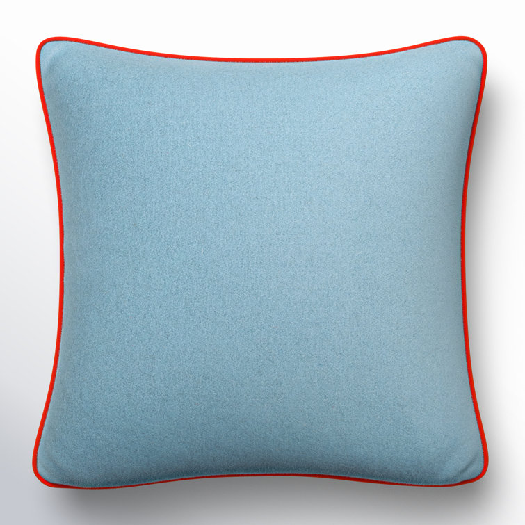 Denim and Orange Wool Square Throw Pillow 18" x 18"