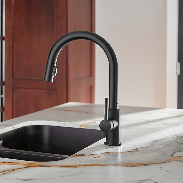 Matte Black Stainless Steel Pull-Down Kitchen Faucet