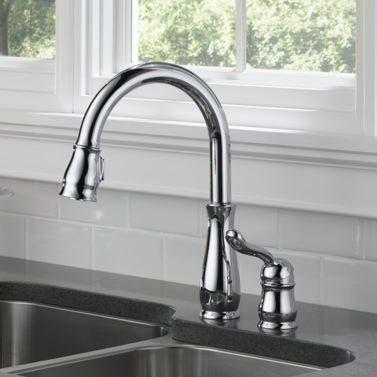 Chrome Pull-Down Kitchen Faucet with Spray and Deck Mount