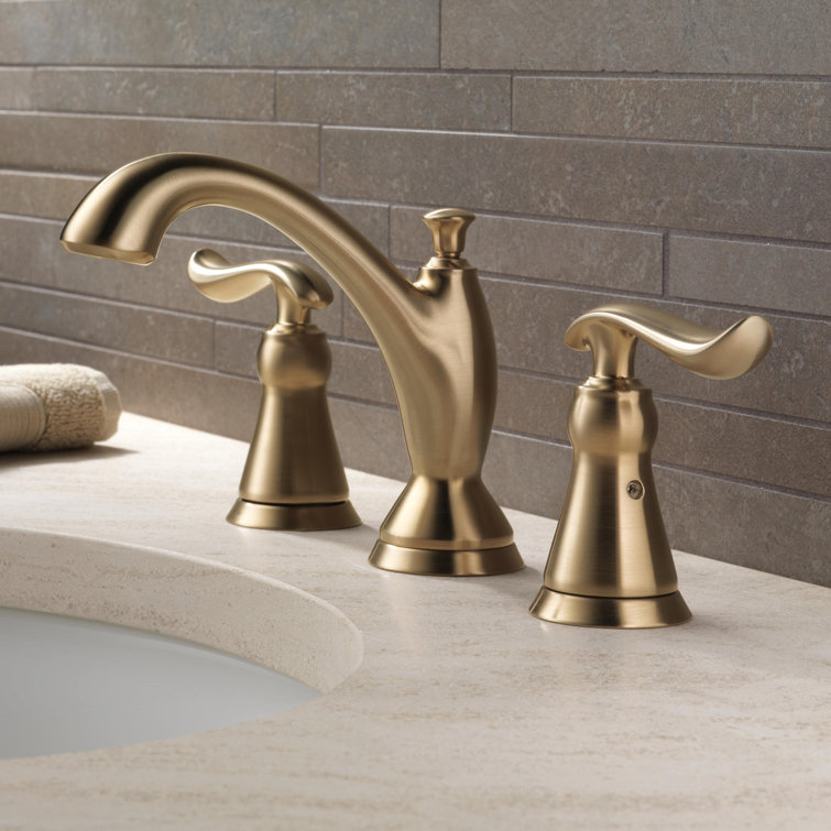 Champagne Bronze Widespread Bathroom Faucet with Metal Handles