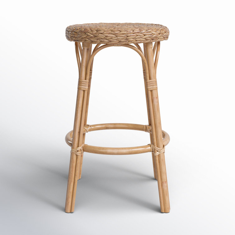 Natural Light Brown Wicker Rattan Backless Counter Stool
