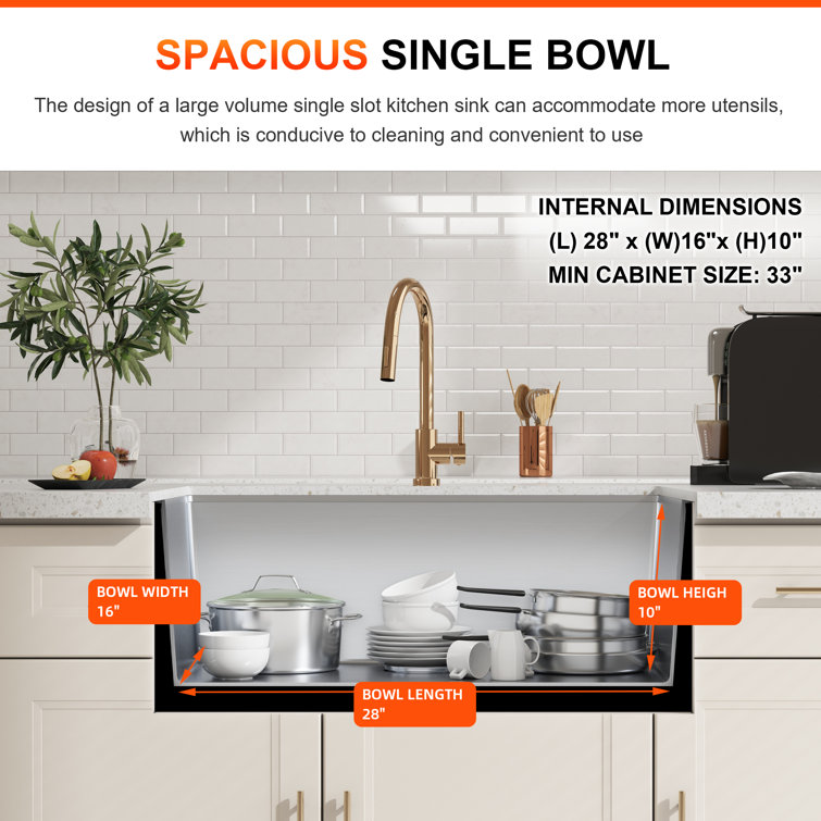 30 Inch Stainless Steel Undermount Single Bowl Kitchen Sink