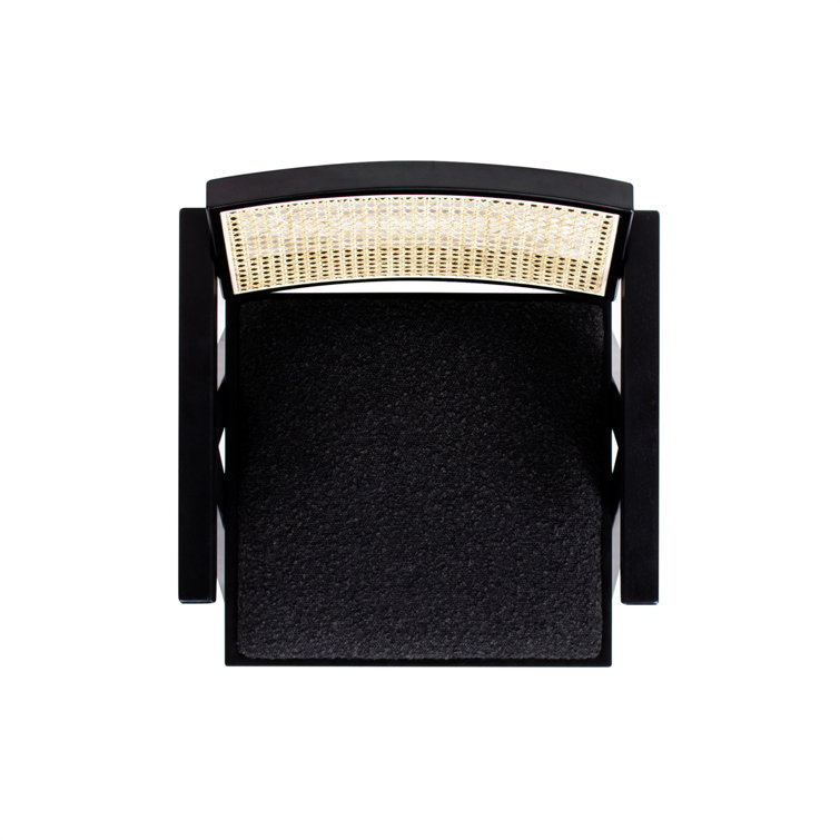 Milan 25.5'' Black Boucle Bar Stools with Cane Back, Set of 3