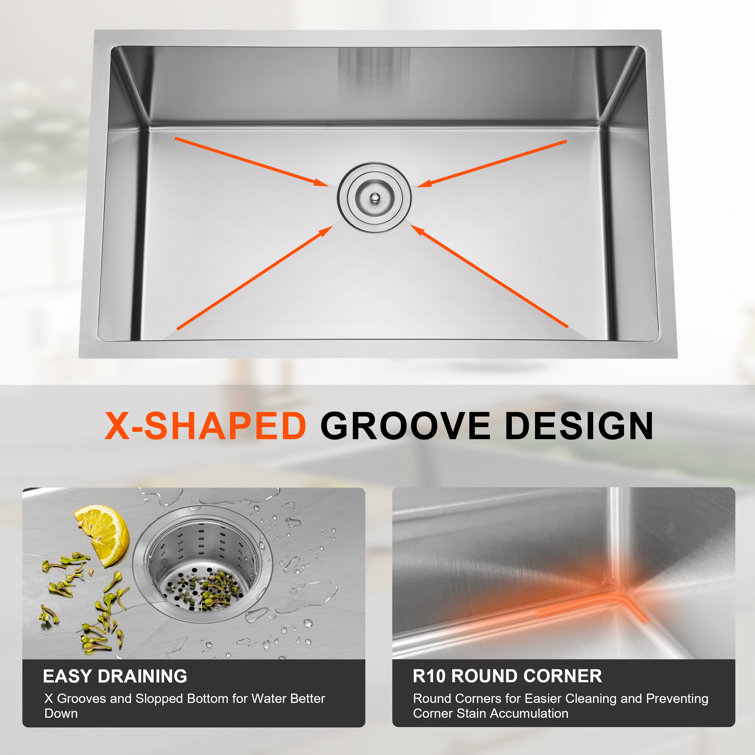 30 Inch Stainless Steel Undermount Single Bowl Kitchen Sink