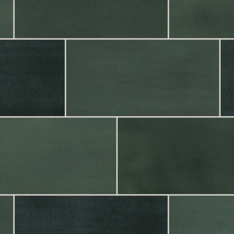 Green Stone Composite Peel and Stick Subway Wall Tiles