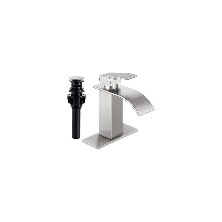 Brushed Nickel Modern Waterfall Bathroom Faucet with Single Handle