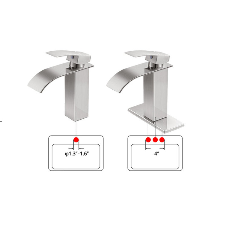 Brushed Nickel Modern Waterfall Bathroom Faucet with Single Handle