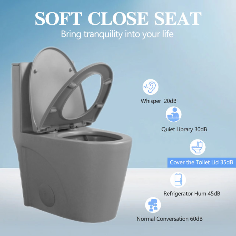 Light Gray Ceramic Dual-Flush Elongated One-Piece Toilet